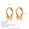 Women’s Geometric Cherry Bow Earrings In Stainless Steel With Pvd Vacuum Gold Plated Finish