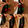 Women's Geometric Christmas Flower Drop Earrings Retro Metal Long Dangle Earrings With Electroplated Finish