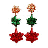 Women's Geometric Christmas Flower Drop Earrings Retro Metal Long Dangle Earrings With Electroplated Finish
