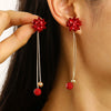Women's Geometric Christmas Flower Drop Earrings Retro Metal Long Dangle Earrings With Electroplated Finish