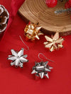 Women's Geometric Christmas Flower Drop Earrings Retro Metal Long Dangle Earrings With Electroplated Finish