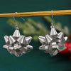 Women's Geometric Christmas Flower Drop Earrings Retro Metal Long Dangle Earrings With Electroplated Finish