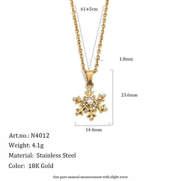 Women's Geometric Christmas Pendant Necklace In Stainless Steel With Vacuum Gold Plating And Lobster Clasp
