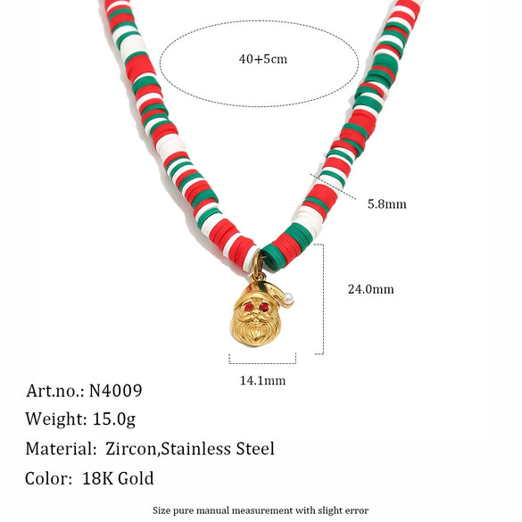 Women's Geometric Christmas Pendant Necklace In Stainless Steel With Vacuum Gold Plating And Lobster Clasp