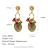 Women's Geometric Christmas Tree And Snowman Stainless Steel Vacuum Goldplated Earrings