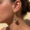 Women's Geometric Christmas Tree And Snowman Stainless Steel Vacuum Goldplated Earrings