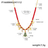Women's Geometric Christmas Tree Pendant Necklace With Enamel Finish And Zircon Accents Stainless Steel Electroplated Jewelry