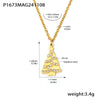 Women's Geometric Christmas Tree Zircon Pendant Collarbone Necklace In Stainless Steel With Pvd Gold Plating Romantic Gift Jewelry