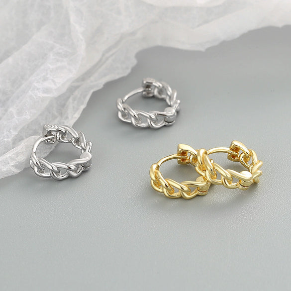 Women's Geometric Circle Earrings In S925 Sterling Silver With Electroplated Light Luxury Style