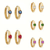 Women's Geometric Circle Earrings With Silver Needles And Copper Electroplated Finish Inlaid With Colorful Zircon Simple Minimalist Style