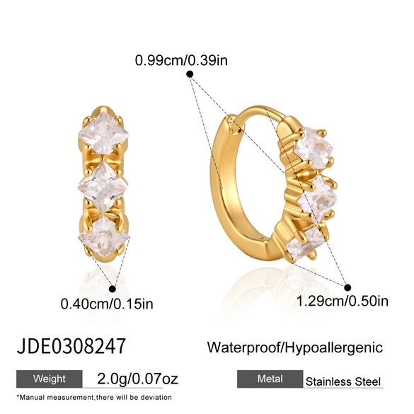 Women's Geometric Circle Earrings With Zircon Accents Stainless Steel Pierced Earrings With Colorfast Plated Finish