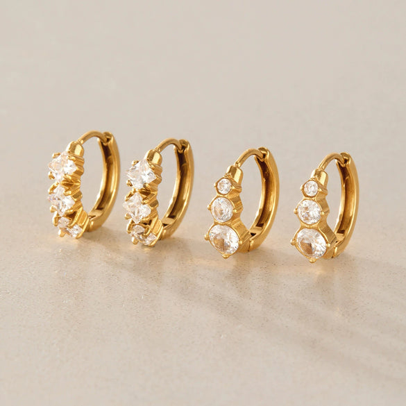 Women's Geometric Circle Earrings With Zircon Accents Stainless Steel Pierced Earrings With Colorfast Plated Finish