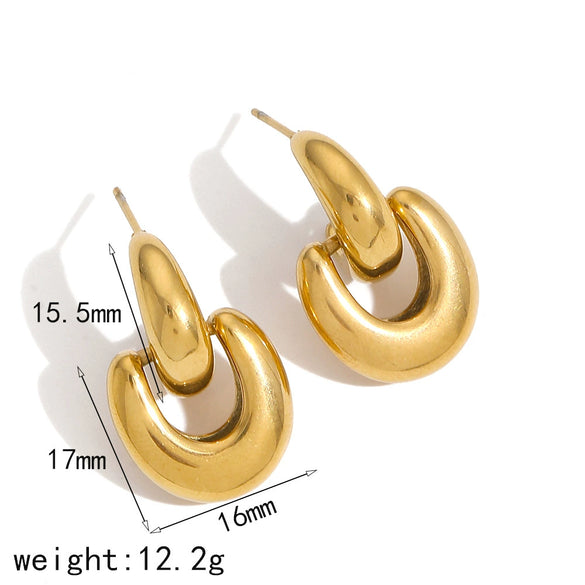 Women's Geometric Circle Stainless Steel 18K Goldplated Earrings
