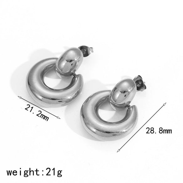 Women's Geometric Circle Stainless Steel 18K Goldplated Earrings