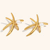 Women's Geometric Coconut Tree Pearl Drop Earrings In Stainless Steel With Gold Tone Electroplated Finish Fashion Office Style