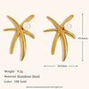 Women's Geometric Coconut Tree Pearl Drop Earrings In Stainless Steel With Gold Tone Electroplated Finish Fashion Office Style