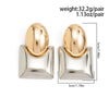 Women's Geometric Color Block Earrings Gold And Silver Tone Alloy Square And Round Earrings With Steel Posts Glossy Plated Fashion Jewelry