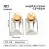 Women's Geometric Color Block Earrings Gold And Silver Tone Alloy Square And Round Earrings With Steel Posts Glossy Plated Fashion Jewelry