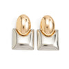 Women's Geometric Color Block Earrings Gold And Silver Tone Alloy Square And Round Earrings With Steel Posts Glossy Plated Fashion Jewelry