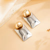 Women's Geometric Color Block Earrings Gold And Silver Tone Alloy Square And Round Earrings With Steel Posts Glossy Plated Fashion Jewelry