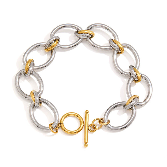 Women's Geometric Colorblocked Stainless Steel Bracelet With Plated Finish Hypoallergenic Jewelry