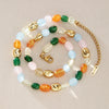 Women's Geometric Colored Natural Stone Beaded Jewelry Set With Titanium Steel Necklace And Plated Stainless Steel Bracelets