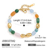Women's Geometric Colored Natural Stone Beaded Jewelry Set With Titanium Steel Necklace And Plated Stainless Steel Bracelets