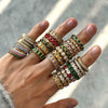 Women's Geometric Colored Zircon Stainless Steel Ring With Pvd Vacuum Gold Plating Hypoallergenic Jewelry