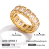 Women's Geometric Colored Zircon Stainless Steel Ring With Pvd Vacuum Gold Plating Hypoallergenic Jewelry