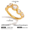 Women's Geometric Colored Zircon Stainless Steel Ring With Pvd Vacuum Gold Plating Hypoallergenic Jewelry