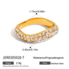 Women's Geometric Colored Zircon Stainless Steel Ring With Pvd Vacuum Gold Plating Hypoallergenic Jewelry