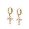 Women's Geometric Colorful Copper Earrings With Silver Needle Cross Design Electroplated Diamond Inlay Simple Light Luxury Ear Buckle