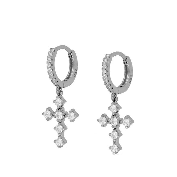 Women's Geometric Colorful Copper Earrings With Silver Needle Cross Design Electroplated Diamond Inlay Simple Light Luxury Ear Buckle