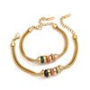 Women's Geometric Colorful Oil Drop Bead Bracelet Plated Stainless Steel Hypoallergenic Jewelry