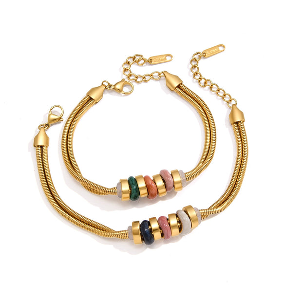 Women's Geometric Colorful Oil Drop Bead Bracelet Plated Stainless Steel Hypoallergenic Jewelry