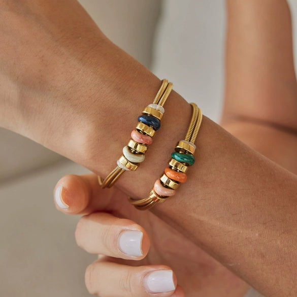 Women's Geometric Colorful Oil Drop Bead Bracelet Plated Stainless Steel Hypoallergenic Jewelry