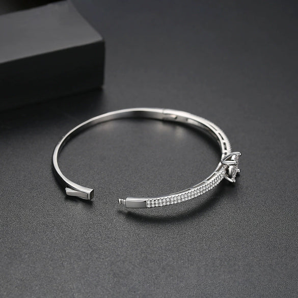 Women's Geometric Copper Bracelet With Micro Inlaid Zircon Accents Electroplated Finish And Simple Double Row Design