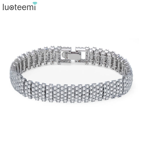 Women's Geometric Copper Bracelet With Microinlaid Zircon Stones And Electroplated Finish Fashion Jewelry