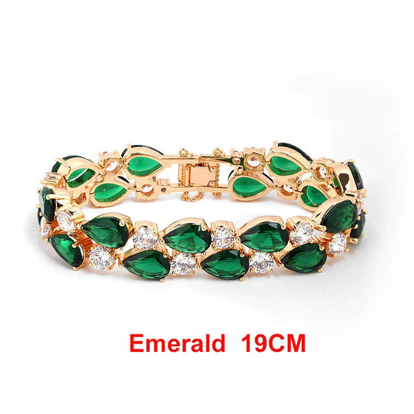 Women's Geometric Copper Bracelet With Zircon Inlay And Electroplated Finish Fashion Jewelry Wholesale
