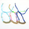 Women's Geometric Copper Braided Wax Thread Adjustable Bracelet With Electroplated Micro Inlay Detail