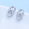 Women's Geometric Copper Chain Stud Earrings With Zircon Inlay Electroplated Fashion Ear Jewelry