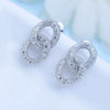 Women's Geometric Copper Chain Stud Earrings With Zircon Inlay Electroplated Fashion Ear Jewelry