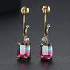 Women's Geometric Copper Drop Earrings With Colorful Tourmaline Accents And Electroplated Fashion Jewelry Design