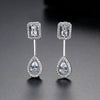 Women's Geometric Copper Drop Earrings With Zircon Accents And Electroplated Rearhanging Fashion Design