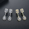 Women's Geometric Copper Drop Earrings With Zircon Accents And Electroplated Rearhanging Fashion Design