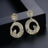 Women's Geometric Copper Earrings Set With Colorful Zircon Accents And Electroplated Finish Fashionable Elegant Statement Jewelry