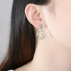 Women's Geometric Copper Earrings Set With Colorful Zircon Accents And Electroplated Finish Fashionable Elegant Statement Jewelry