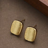 Women's Geometric Copper Earrings With Brushed Texture And Minimalist Electroplated Design