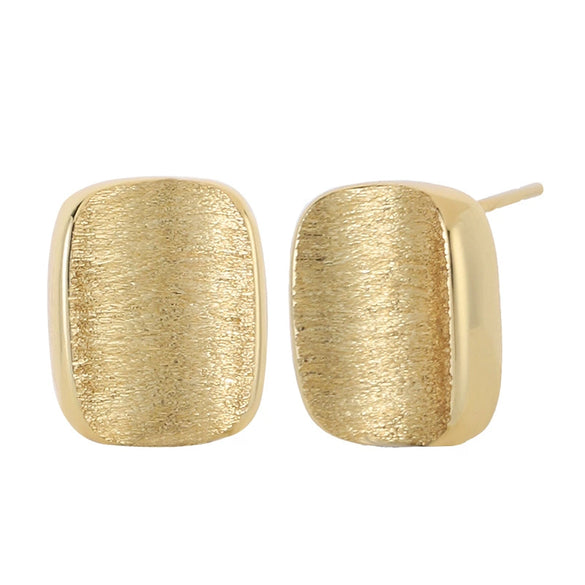 Women's Geometric Copper Earrings With Brushed Texture And Minimalist Electroplated Design