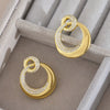 Women's Geometric Copper Earrings With Electroplating Double Circle Design